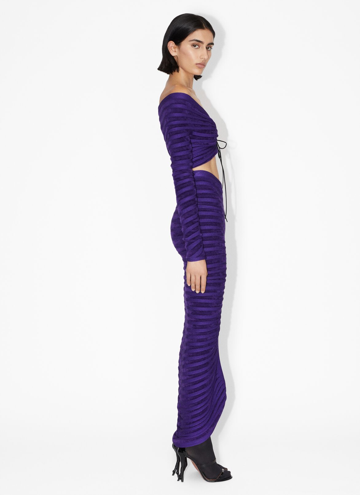 Fitted maxi velvet skirt  ALAÏA PURPLE FITTED MAXI VELVET SKIRT